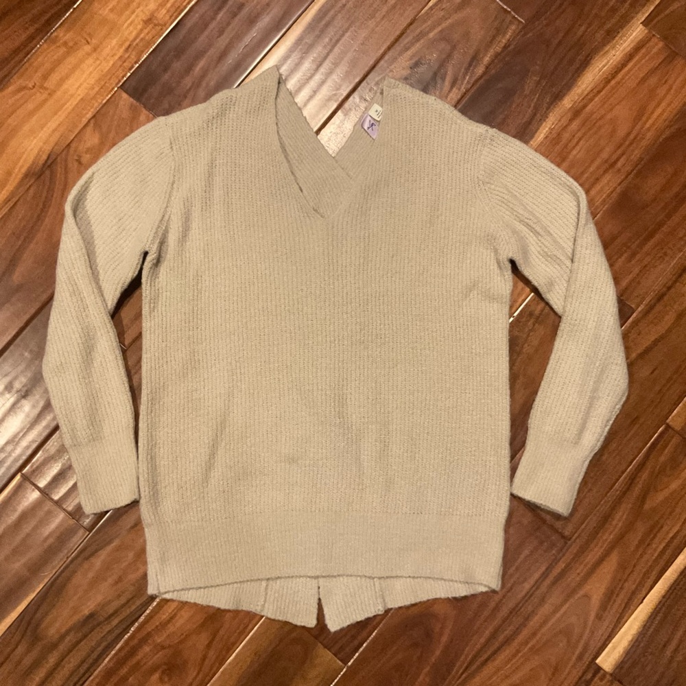 Women's Beige V-Neck Sweater